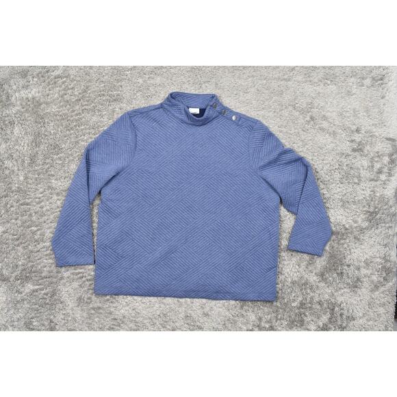 Weekends by Chico's Blue Pullover Sweater Size 3 Knit Mock Neck Long Sleeve - Picture 3 of 8